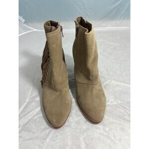 Aldo tan suede fringe booties size 7